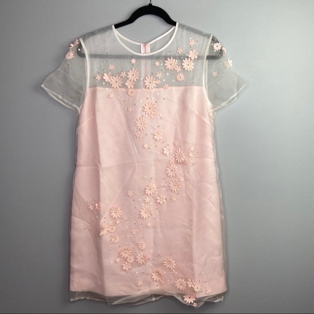 Ted Baker Findon Embellished Silk Pink Dress Sz 8 - Picture 5 of 8